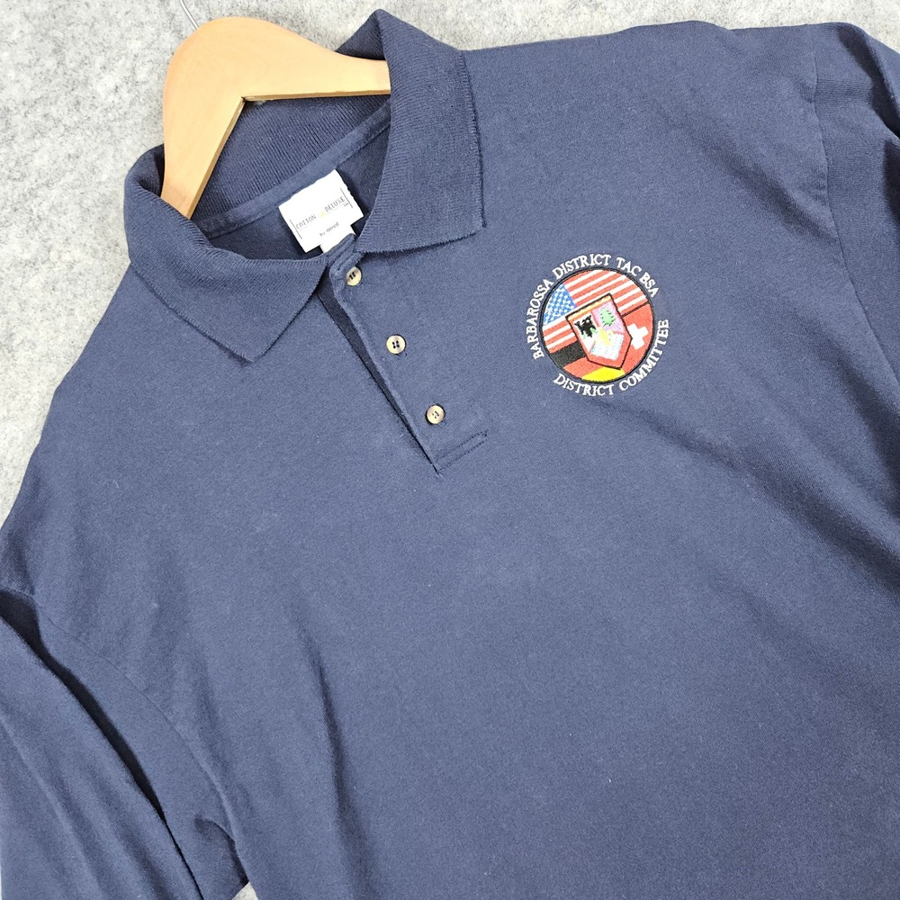 Anvil Cotton Deluxe Long Sleeve Polo Shirt Navy Barbarossa District Size XL SPOT